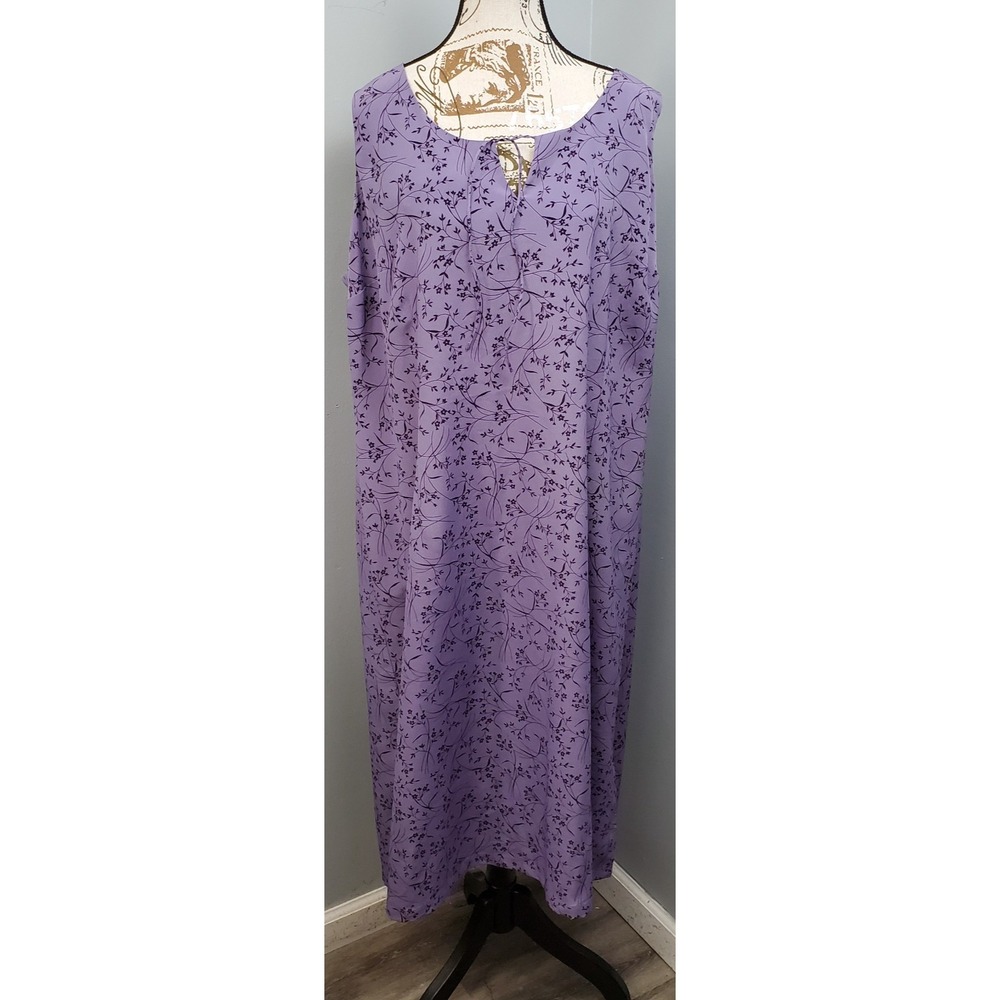 Venezia Maxi Dress Womens 22/24 Purple Floral Sleeveless Tie Neck Slit Back Zip